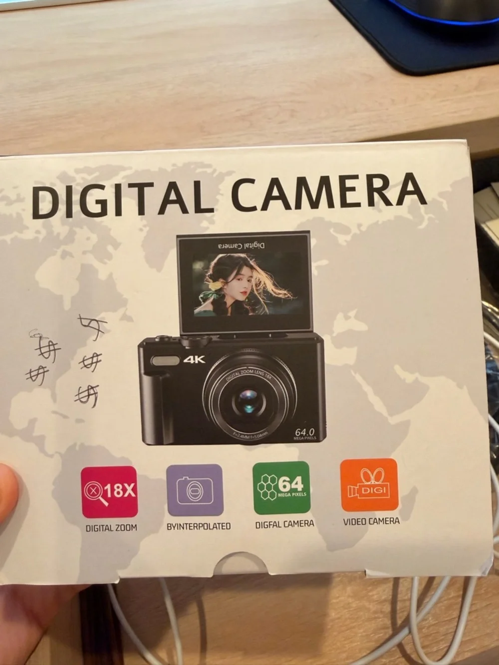 Compact 4K Ultra HD Black Digital Camera with 64MP